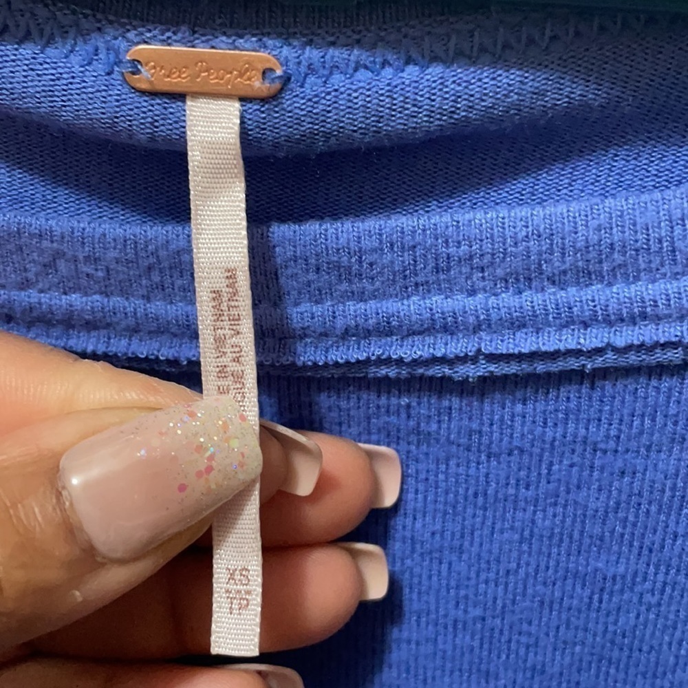 Free People Forever Your Girl Babydoll Blue Top - Picture 7 of 13